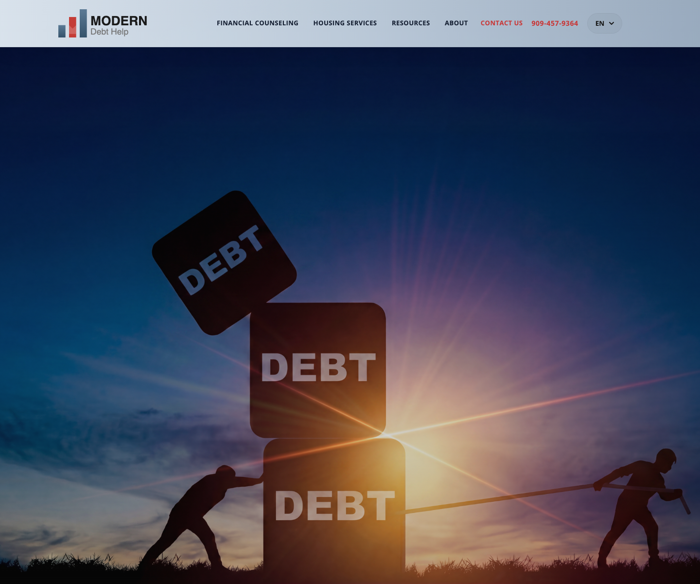 Modern Debt Help website template screenshot
